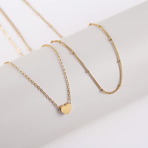 Loxuakam Cute Heart Necklaces For Women Tiny 18K Gold Pendant Choker Necklace Gold Charm Chain Necklace For Women Dainty Gold Necklace Gifts For Her #TOP5