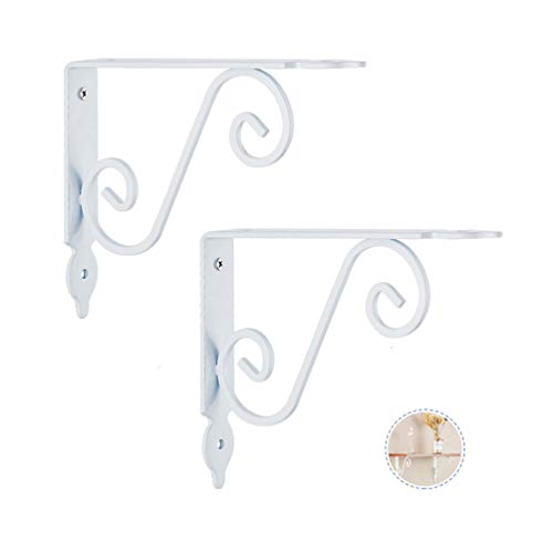 GMF 2 Piezas,Estilo Victoriano,Soportes De Estante De Hierro,Soporte De Angulo Recto,Escuadras para Estanterias Blancas,Escuadra Pared Negro,con Tornillos