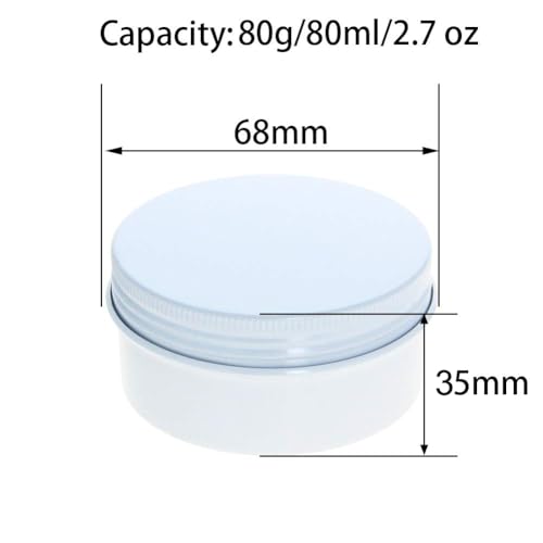 Image of Othmro 6pcs 2.7oz Metal Round Tins Aluminum Tin Cans Containers with Screw Lid, 68 * 35mm(DxH) White tin cans for Salve, Spices, Lip Balm, Tea or Candies 80ml