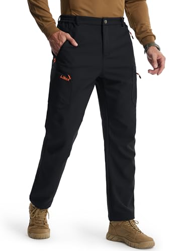 Libin Men's Fleece Lined Hiking Pants Snow Ski Water Resistant Thermal Zipper Pockets Insulated Softshell Cold Weather - Image 3