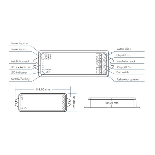 Atenuador LED WT1 con panel táctil de vidrio T21 para regular luz estable 5