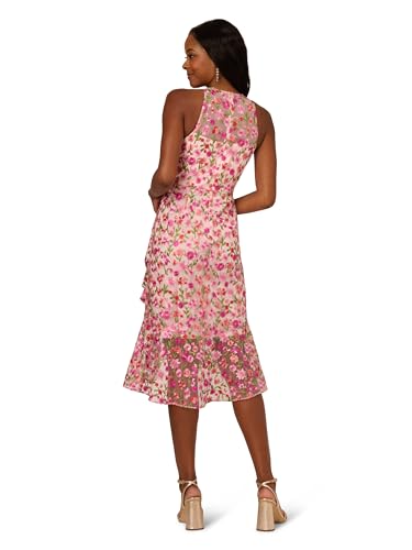Adrianna Papell Women's Floral Emb Halter Midi Dress2