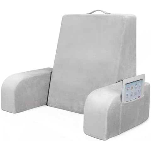 LEBENGURU Back Support Pillow, Lightweight Bed Reading Pillow for Sitting up in Bed with Removable Arms, Backrest with Ultra-Comfy Washable Velvet Cover for Reading, Relaxing, or Watching TV (20 in) Cover