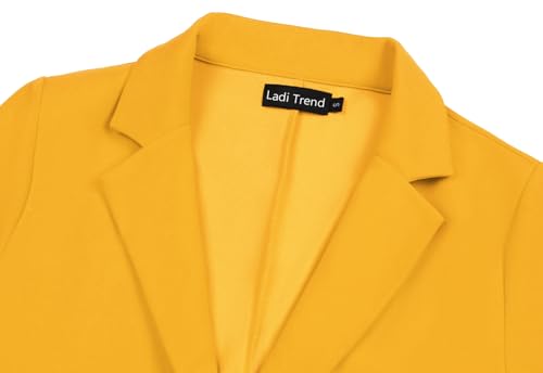 Blazers for Women Notched Lapel Long Sleeve One Button Jacket Suits with Pockets Tailored Workwear(Yellow XL)4