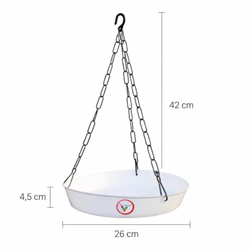 Image of Bird Feeder Hanging White Bowl Pack of 1 for Balcony & Garden | USE for Bird Water Feeder /Bird Bath Tray | Large Outdoor Hanging Bird Feeding Dish with Hook | Durable All Weather Plastic