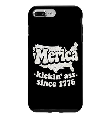 Funny USA Merica Kickin Ass Since 1776 7��4�� �n�}�A�[�g �X�}�z�P�[�X iPhone 7 Plus/8 Plus �p