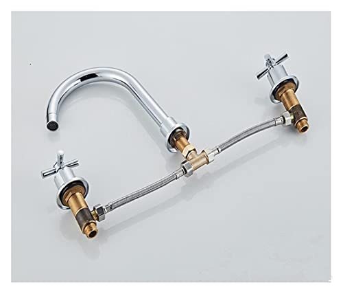 Robinet de lavabo eau chaude et froide en laiton chromé à large diffusion