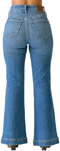 Judy Blue Women's High Waist Flare Jeans – Petite Fit, Tummy Control, Double Button WB, Stretch Denim, Inseam 30" image 4