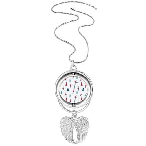 Collier planche à roulettes et ailes d'ange pendentif coloré en acier pour homme et femme