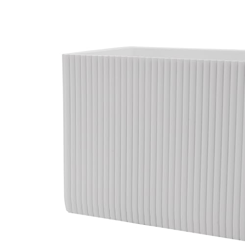 Koyal Wholesale 303993 16 Inch L X 4 Inch H White Ribbed Rectangle Vases thumb #4