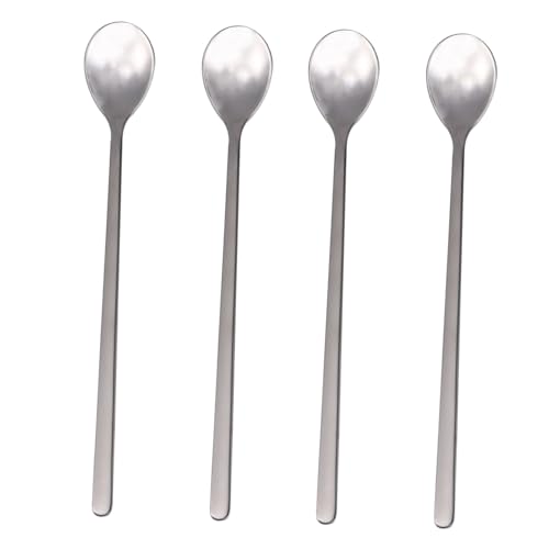 NAMOARLY 2sets Long Handle Metal Dessert Spoons Replacement Spoons for Bar and Restaurant 4pcs*2