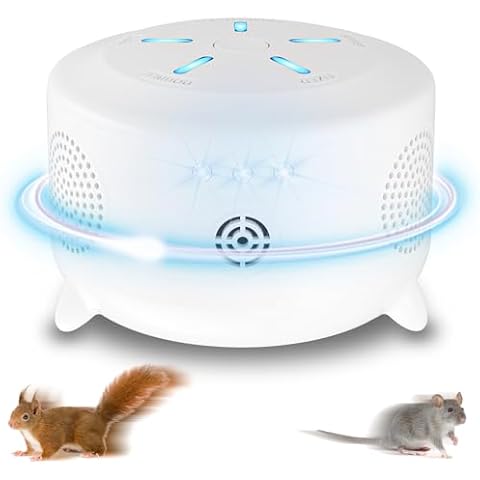 Mice Rat Repellent Indoor, Ultrasonic Repellent Rodent Mice, 360° Squirrel Repeller with 9 Strobe Lights, Repel Mouse/Squirrel/Bat for Attics, House Cover