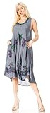 Sakkas 117 Watercolor Palm Tree Tank Caftan Short Dress - Grey/One Size