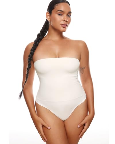 Image of INLYRIC Women's Natrelax Sexy Strapless Bodysuit Thong Tube Top Off The Shoulder One Piece Leotard