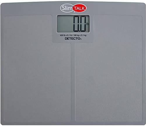 DETECTO SLIMTALK, Talking Home Health Scale, 400 lb x 0.1 lb / 180 kg x 0.1 kg, Textured Platform Surface