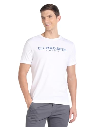 Image of U.S. Polo ASSN. Knitted Slim Fit Cotton T-Shirts for Men - Breathable & Comfortable, Half Sleeves Mens Casual T Shirts