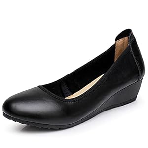 Qshzzz Verpleegkundige schoenen slip-ons for vrouwen zwarte ondiepe schoenen op slipbestendige ronde neus plat duurzaam…