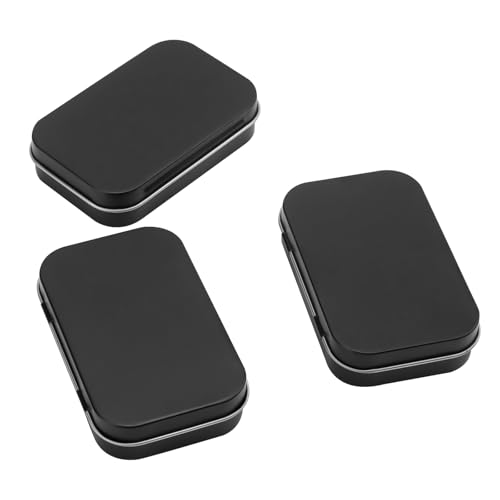 Image of SOUJAP 60PCS Black Mini Tin Box, Small Tins with Hinged lid, 3.74 x 2.36 x 0.87 Inches Metal Empty Hinged Tins Box for Jewelry, Crafts, Candies