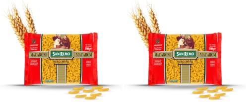 Image of San Remo Macaroni Pasta, 500g | Source of Protein & Fibre | No Preservatives | Quick & Easy to Cook | 100% Vegetarian (Pack of 2)