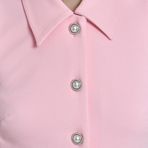 Image of Karl Lagerfeld Women's Sleeveless Collared Button Front A-line Mini Dress