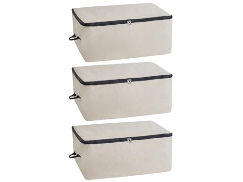 Comforter Storage Bags with Zipper - Sturdy 100% Cotton Canvas Quilt Storage Bags with Zipper -...