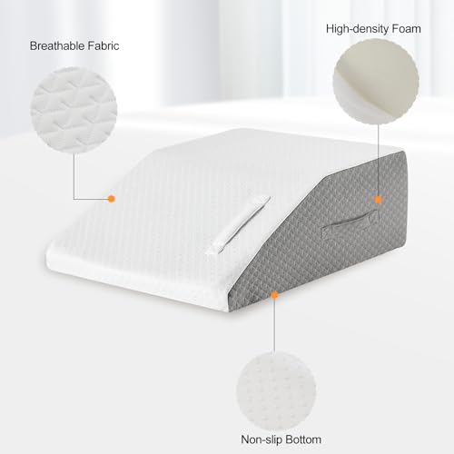 Leg Elevation Pillow for After Surgery, Leg Elevating Pillow for Swelling & Blood Circulation, Leg Wedge Pillow for Sleeping, Knee Pillow for Knee Hip Ankle Pain Relief, 23.6×16.8×8Inch White