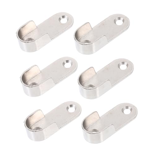 PRETYZOOM 6pcs Heavy Duty Closet Rod Holders Shaped Flange Sockets for Wardrobe Bathroom Clothes Bar Brackets Easy Installation for Towels Garments