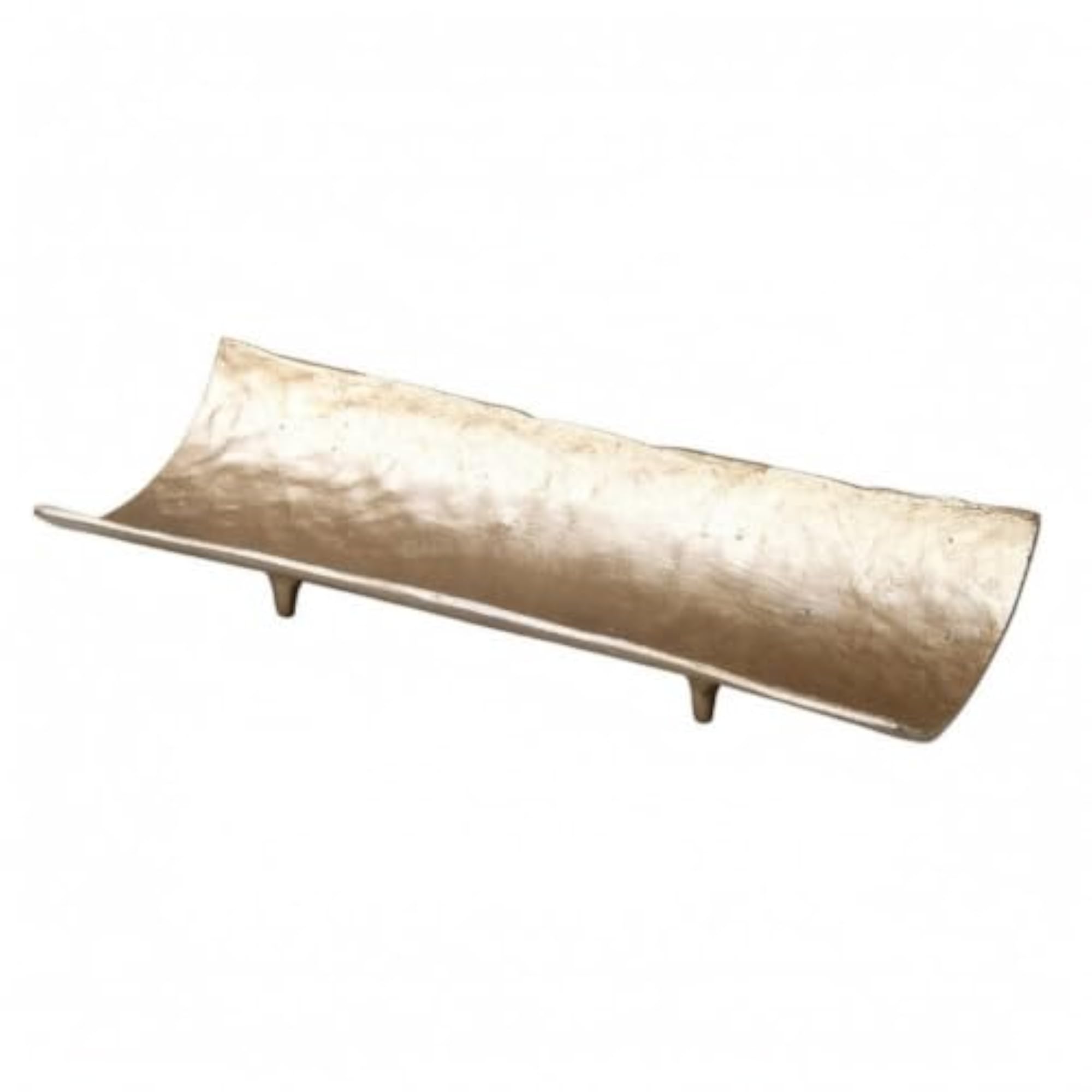 Slim Rectangular Cast Aluminum Tray, Hammered Finish