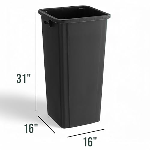 Image of 23 Gallon Black Square Trash Can, Plastic, Commercial Use