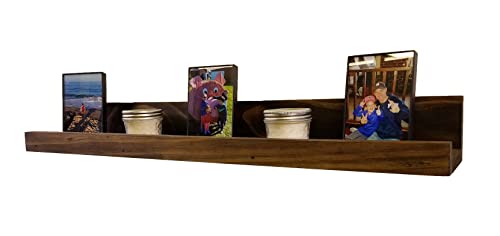 Farmhouse Rustic Wooden Picture Ledge Shelf â€“ Available in 20 Colors & 11 Sizes â€“ Shown in Dark Walnut - Decorative Wall Shelf with Lip, Wall Storage, Floating Shelf, Rustic Farmhouse Style