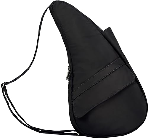 AmeriBag 17" Microfiber Healthy Back Bag Ergonomic Crossbody Sling for Everyday Use, Travel & Walking Comfort (Black) - Thumbnail 2