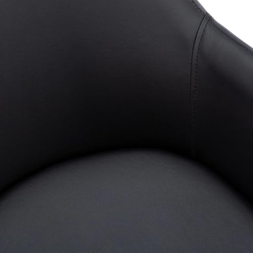 Image of Finch Fox Boom Faux Leather Armchair with Armrest & Backrest Upholstered Seat Living Room Dining Chair with Black Metal Legs in Black Color