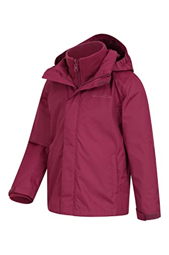 Mountain Warehouse Jaqueta infantil 3 em 1 da Fell – Capuz embalado, casaco Triclimate, Baga, 3-4T