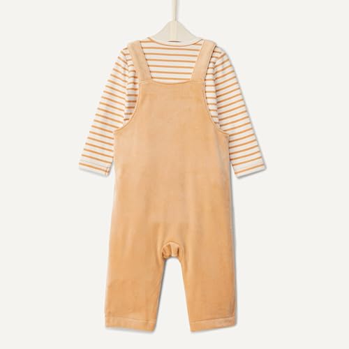 Image of Amazon Essentials x Sofia Grainge Unisex Babies' Velour Overall and Long Sleeve Bodysuit Set