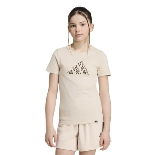 T-shirt Adidas imprimé animal fille à manches courtes en coton rose