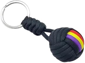 Republic Flag Keychain, Braided Ball, Black Nylon Cord, Blue, Red and Yellow