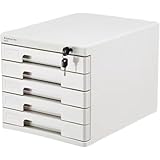 SLLS 鍵付きミニチェスト 4 段 ブラック デスクトップ収納ケース 引き出し式 文房具・雑貨・装飾品収納 オフィス・家庭用 防潮防虫 (5段,グレー)