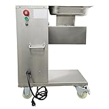 INTBUYING 4mm Meat Cutter All Stainless Steel Commercial Electric Slicer Shredded Diced for Steak Beef Pork Meat 5.7×3inch Feed Inlet TJ-130L-B 110V