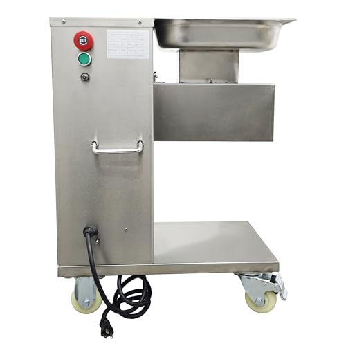 TECHTONGDA 4mm Commercial Meat Cutting Machine Stainless Steel Meat Cutter Electric Slicer Shredded Diced Replaceable Blade 1100lbs/Hour TJ-130L-B