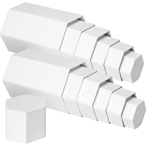 Image of Jetec 24 Pcs Hexagonal Jewelry Display Risers Hexagonal Market Display Risers Stands Acrylic Showcase Acrylic Stand for Jewelry Model Figures Decoration, 6 Sizes (White)