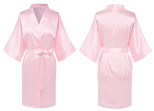 Image of Women's Pure Short Silky Robes Bridesmaid Bride Party Satin Robes Sleepwear
