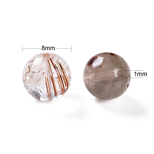 BEEFLYING 100 Pcs 8mm Round Natural Rutilated Quartz Beads Mixed Color Round Loose Beads for DIY Stretch Bracelets Kits Making - Image 2