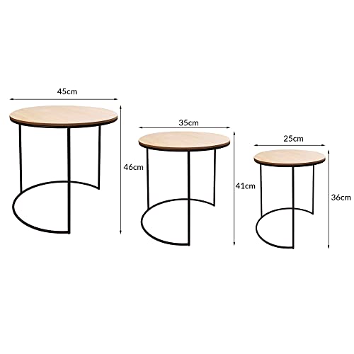 SPRINGOS Set di tavolini da caffè, rotondi, in