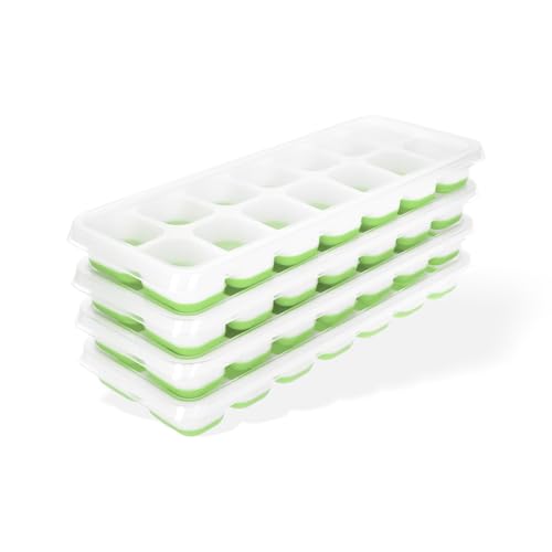 Bandeja para cubitos de hielo de silicona con tapa, pack 4 piezas miniatura 2