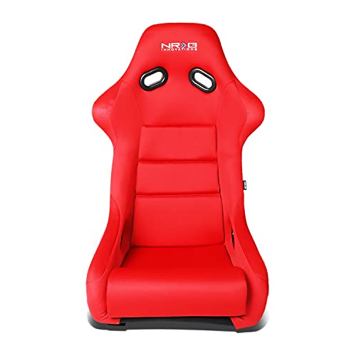 NRG Innovations NRG-FRP-300RD Fiber Glass Fixed Back Bucket Racing Seat(Large),4 pt Harness Compatibility, Red Seat Cover, 20