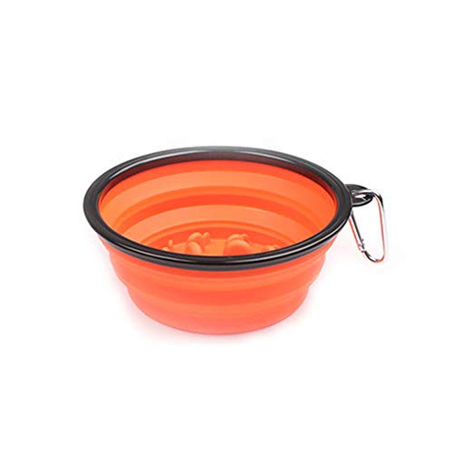 Travel Dog Bowls Collapsible Silicone Pet Bowl with Hook Slow Feeding Water Feeder Cup Portable Foldable for Dogs Cats Ideal Outdoor Travel Camping Hiking