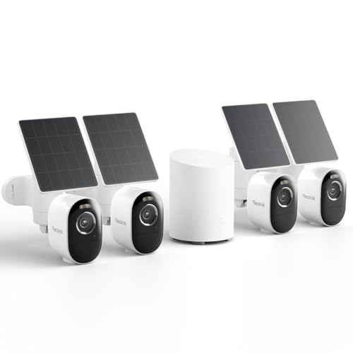 REOLINK Home Hub mini with 4X Argus 3 Pro+Solar Panel Solar Security Cameras Wireless Outdoor 2.4/5 GHz WiFi Solar/Battery Powered Smart Detection Motion Recording No Monthly Fee