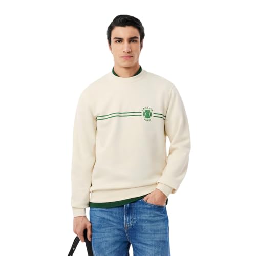 Lacoste Sudadera Beige Felpa con Estampado de Tenis Laponie