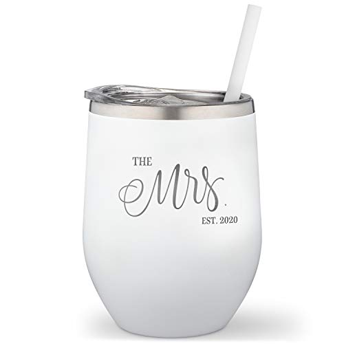 SassyCups Mrs. Tumbler Cup | The Mrs. Est. 2020 Engraved Stainless Steel Vacuum