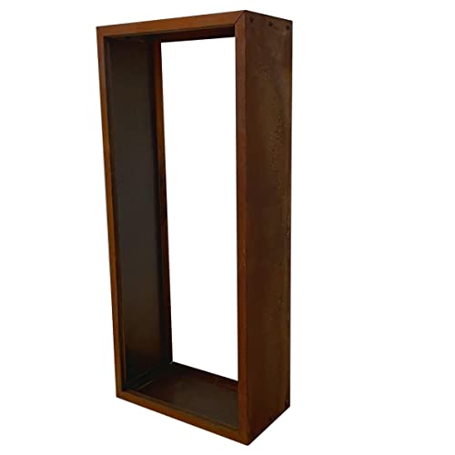 ESTEXO Kaminholzregal Brennholzregal Edelrost Feuerholzregal Rost Cortenstahl Holzregal Ablage Kaminholzständer Stapelregal (115x50x25 cm)-7